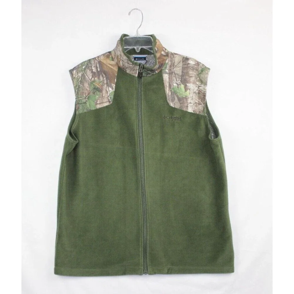 Columbia PHG Vest Men's Large Green Camouflage Fleece Full Zip Outdoor Hunting - Picture 2 of 10
